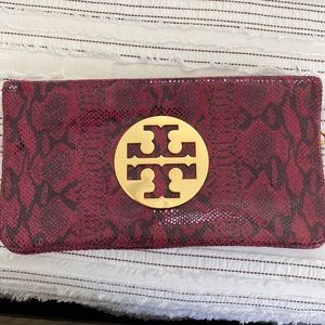 Tory Burch snake print clutch